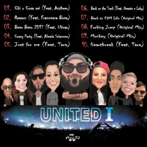 La copertina di "UNITED 1" compilation EDM firmata da MR Prisa DJ